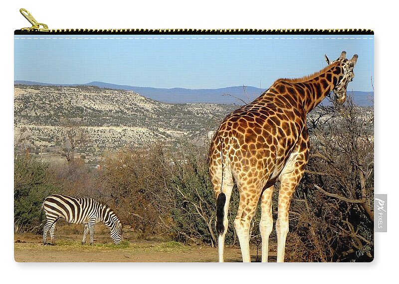 Giraffe Zip Pouch featuring the photograph African Safari in Arizona by Kim Galluzzo Wozniak