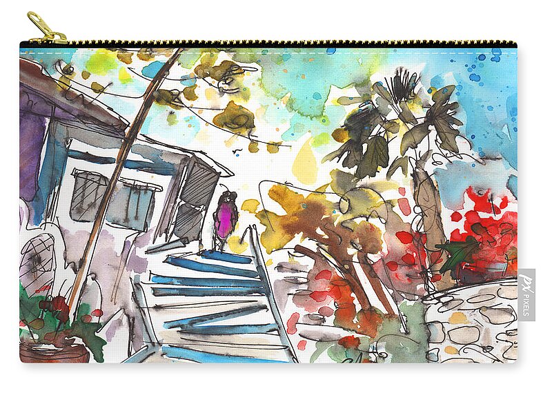 Travel Sketch Zip Pouch featuring the painting Agia Galini 03 by Miki De Goodaboom