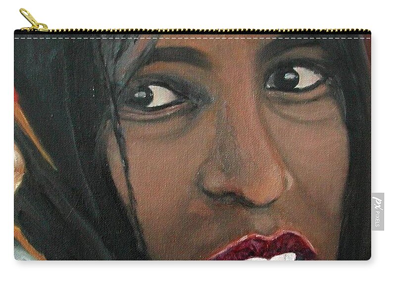 Africa Zip Pouch featuring the painting Alem E. W. by Anna Ruzsan