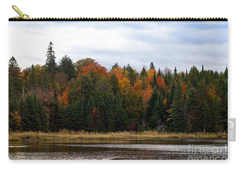 Colorful Zip Pouch featuring the photograph Algonquin Park in fall by Les Palenik