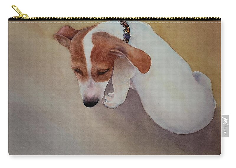 Puppy Carry-all Pouch featuring the painting All Played Out by Ruth Kamenev