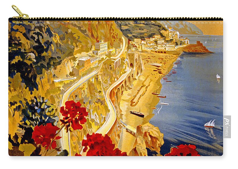 Amalfi Zip Pouch featuring the digital art Amalfi Italy by Georgia Clare