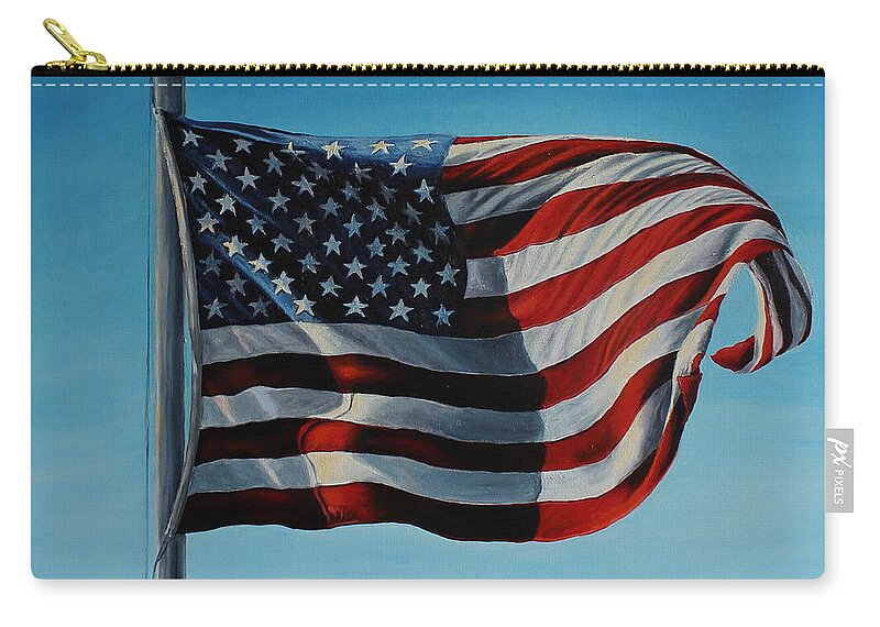 American Flag Zip Pouch featuring the painting America the Beautiful by Daniel W Green