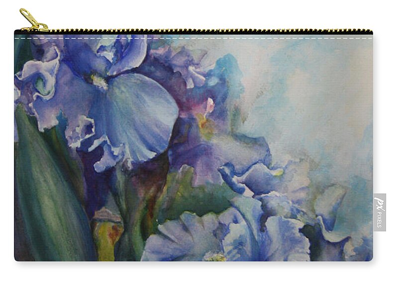 Iris Zip Pouch featuring the painting An Iris for My Love by Mary Beglau Wykes