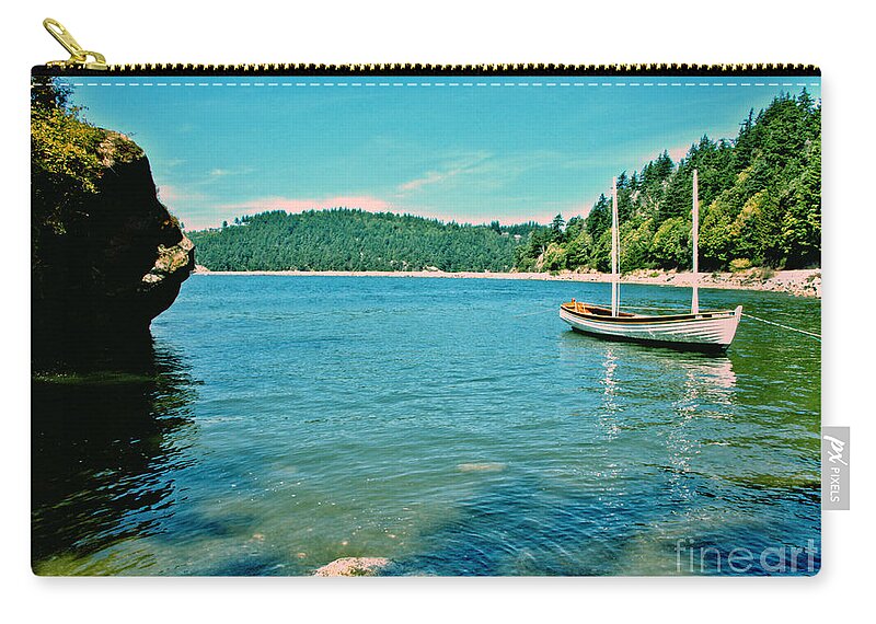 Landscape Zip Pouch featuring the photograph Anchored in Bay by Michelle Joseph-Long