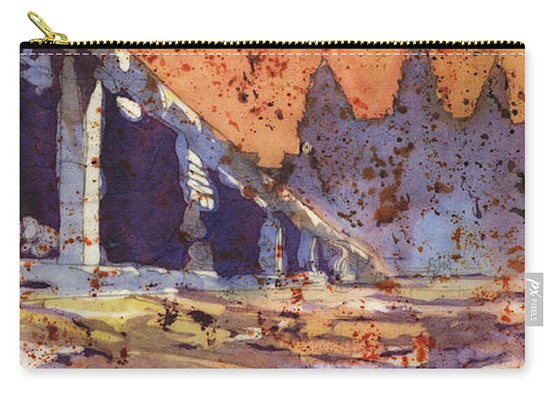 Alvaro Castagnet Zip Pouch featuring the painting Angkor Wat sunrise by Ryan Fox