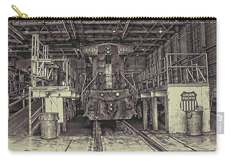 Trains Zip Pouch featuring the photograph At The Yard by Adam Vance