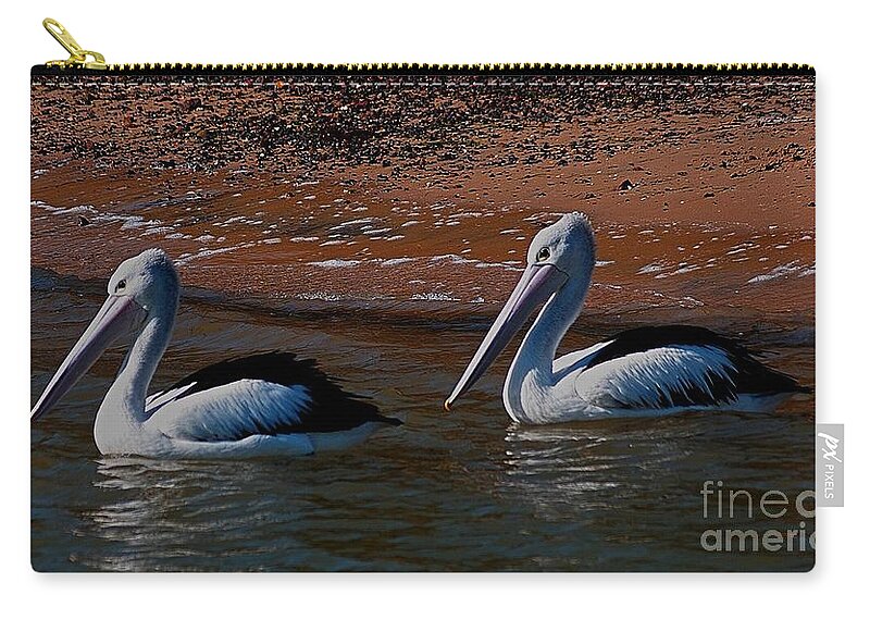 Australia Zip Pouch featuring the photograph Australian Pelicans by Blair Stuart