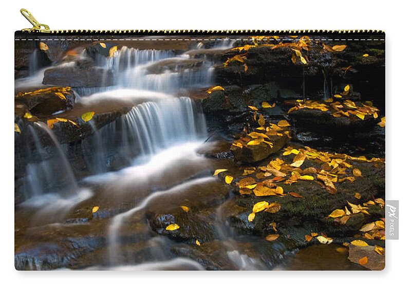 Ricketts Glen Zip Pouch featuring the photograph Autumn Falls - 72 by Paul W Faust - Impressions of Light