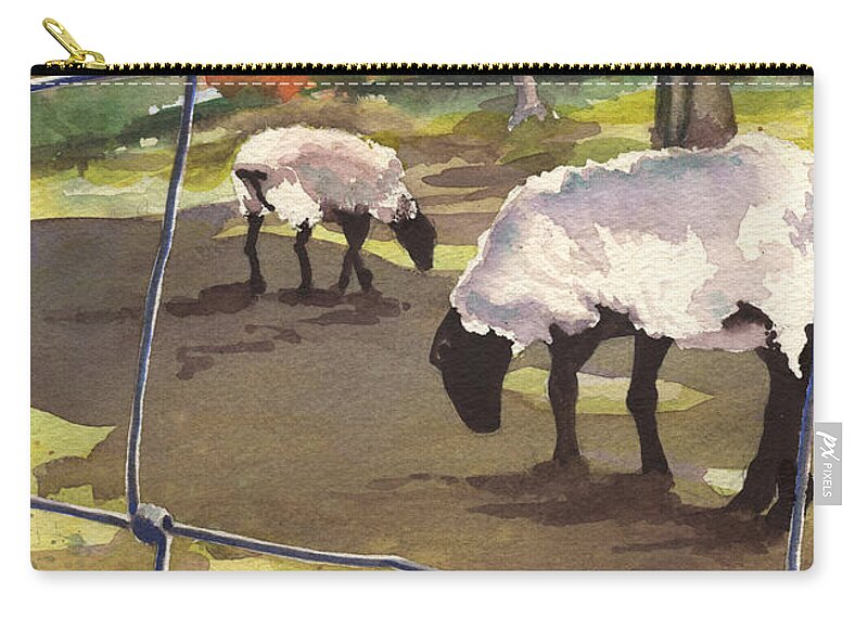Sheep Zip Pouch featuring the painting Autumn Graze by Marsha Elliott