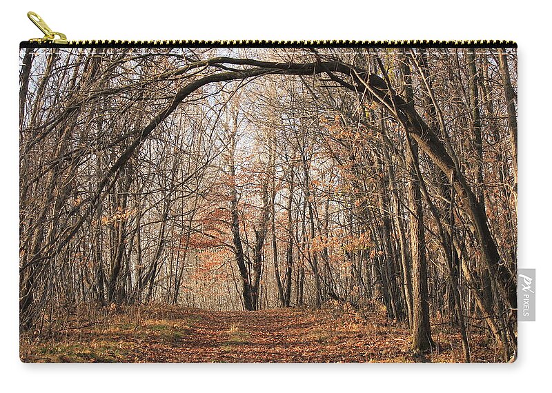 Trees Zip Pouch featuring the photograph Autumn in the Woods by Penny Meyers
