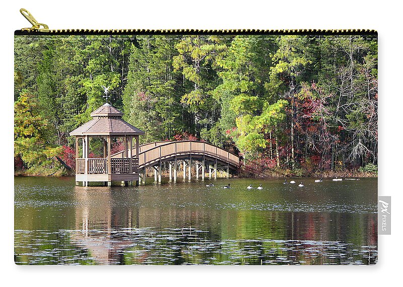 Bridge Zip Pouch featuring the photograph Autumn Pond by Clara Sue Beym