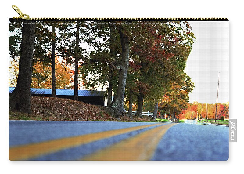 Road Zip Pouch featuring the photograph Autumn Road by La Dolce Vita