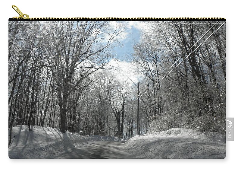 Winter Zip Pouch featuring the photograph Back road of CT Winter 2010 by Kim Galluzzo