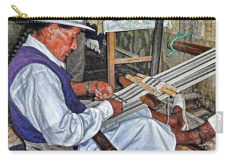 Julia Springer Zip Pouch featuring the photograph Backstrap loom - Ecuador by Julia Springer