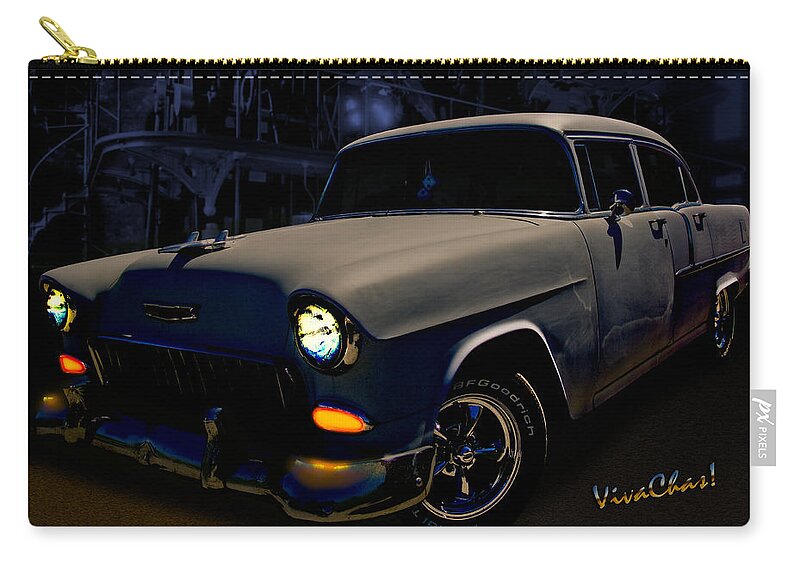 55 Chevy Zip Pouch featuring the photograph Bad 55 Chevy Rat Rod by Chas Sinklier
