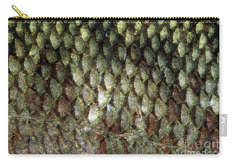 Freshwater Zip Pouch featuring the photograph Bass Fish Scales by Ted Kinsman