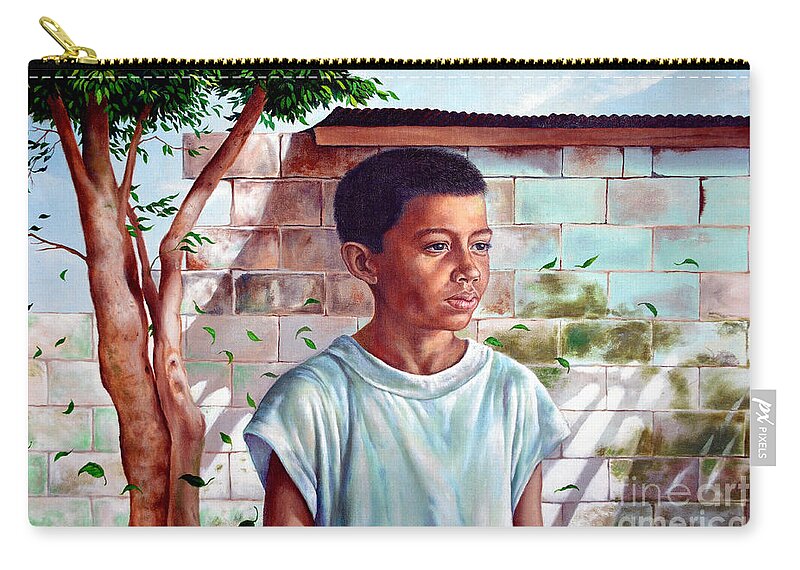Bata Carry-all Pouch featuring the painting Bata the Filipino Child by Christopher Shellhammer