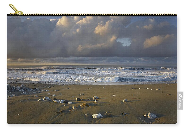 00176966 Zip Pouch featuring the photograph Beach And Waves Corcovado National Park by Tim Fitzharris
