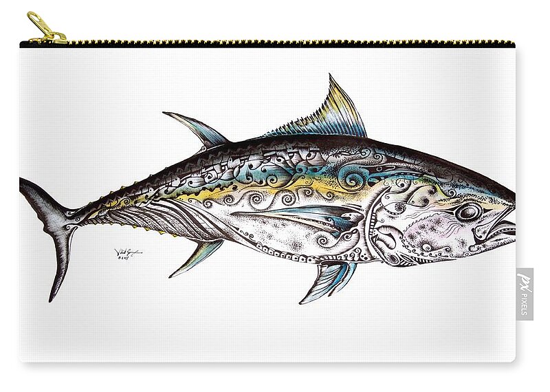 Blue Fin Zip Pouch featuring the painting Beautiful Blue Fin by J Vincent Scarpace