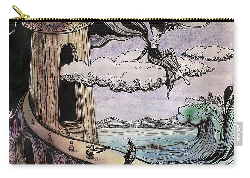 Death Zip Pouch featuring the painting Beautiful Equalizer by Valentina Plishchina