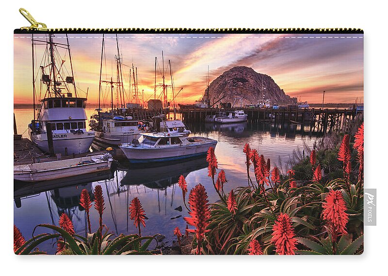 Sunset Zip Pouch featuring the photograph Beautiful Morro Bay by Beth Sargent