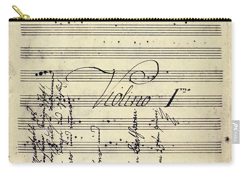 1799 Zip Pouch featuring the photograph Beethoven Manuscript, 1799 by Granger