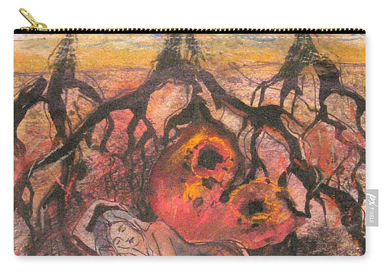 Surrealism Carry-all Pouch featuring the painting Before she was born by Valentina Plishchina