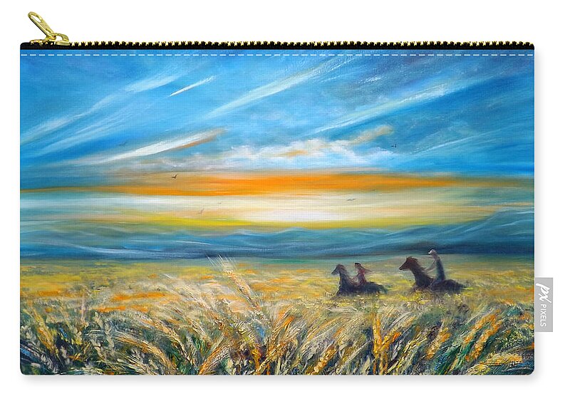 Landscape Zip Pouch featuring the painting Beside Me by Gina De Gorna
