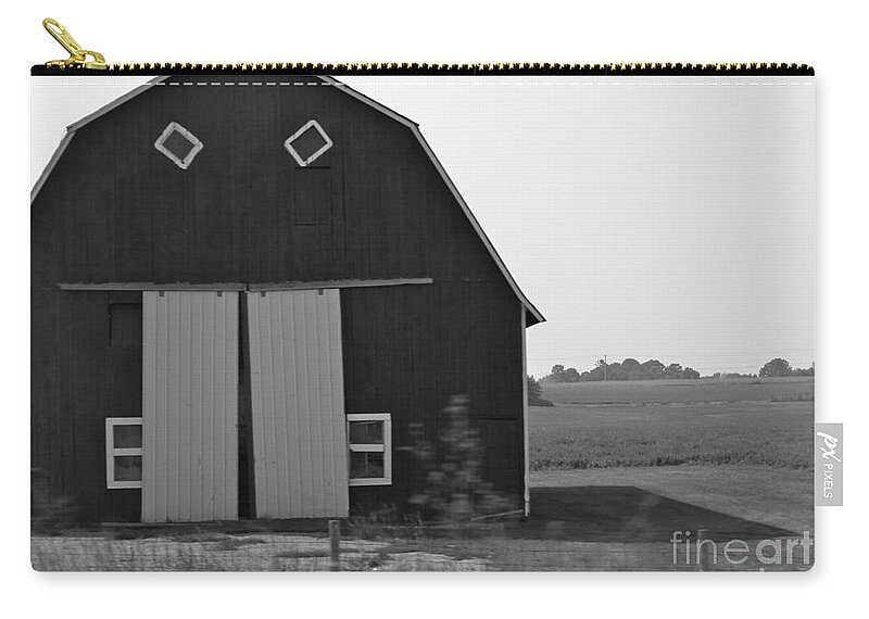 Barn Zip Pouch featuring the photograph Big Tooth Barn black and white by Pamela Walrath