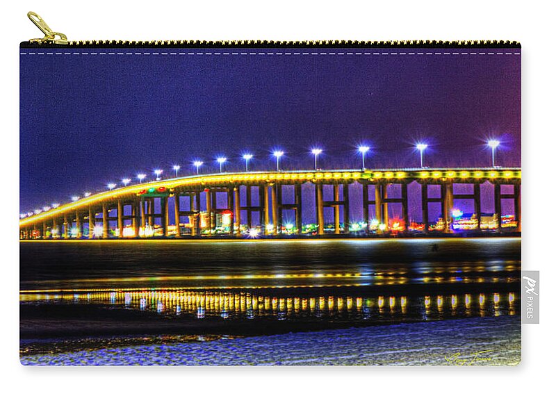 Hdr Photograph Zip Pouch featuring the photograph Biloxi Bay Bridge by Barry Jones