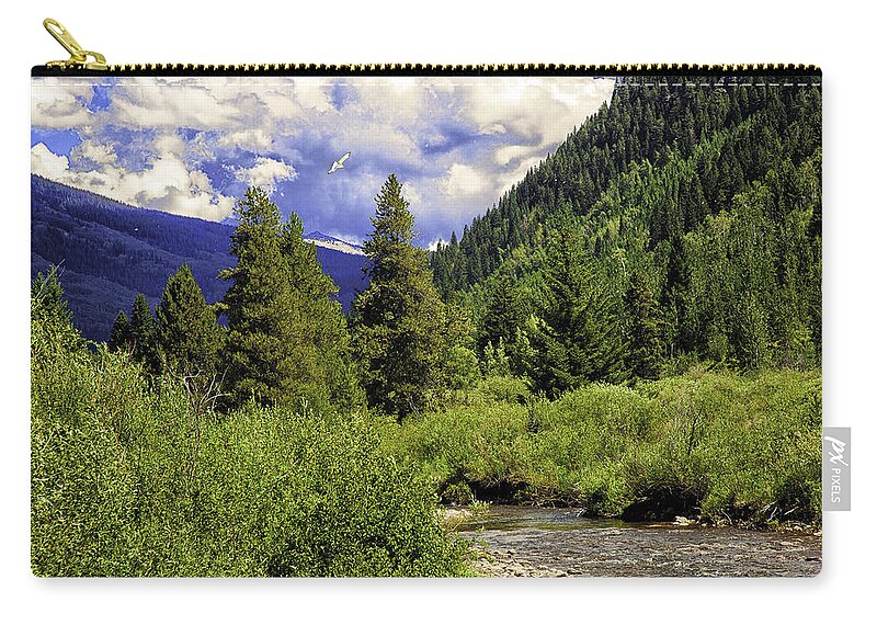 Vail Zip Pouch featuring the photograph Bird Over Vail 2 by Madeline Ellis