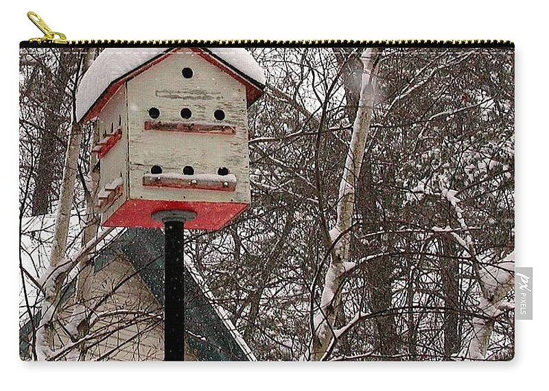 Birdhouse Zip Pouch featuring the photograph Birdhouse by Anna Ruzsan