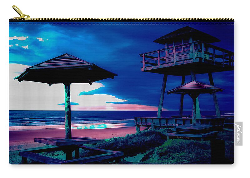 Tower Zip Pouch featuring the photograph Blacklight Tower by DigiArt Diaries by Vicky B Fuller