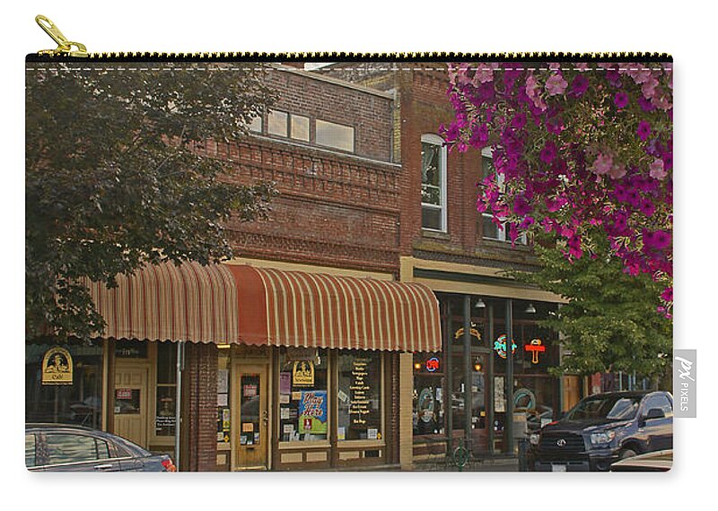 Grants Pass Zip Pouch featuring the photograph Blind Georges and Laughing Clam on G Street in Grants Pass by Mick Anderson