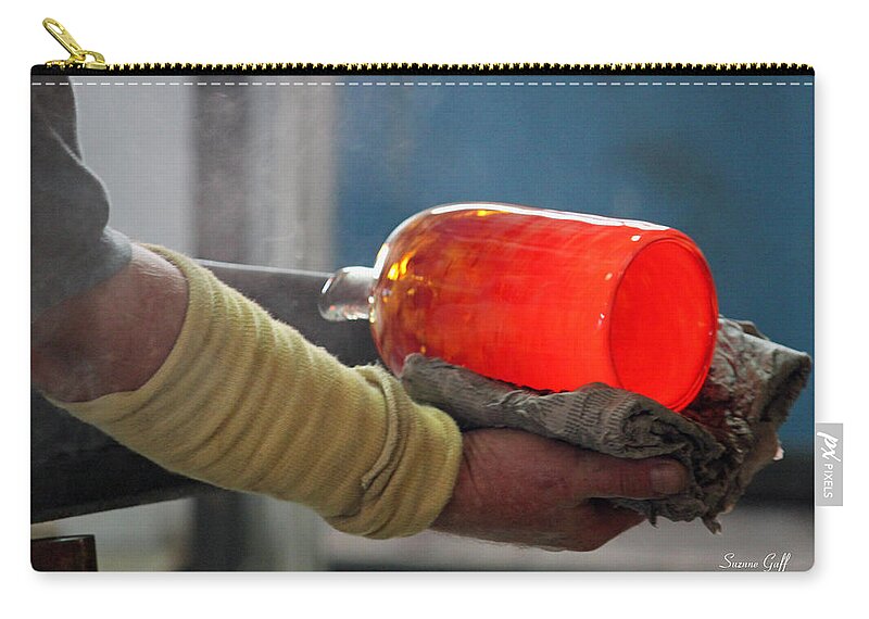 Glass Zip Pouch featuring the photograph Blowing Glass VI by Suzanne Gaff