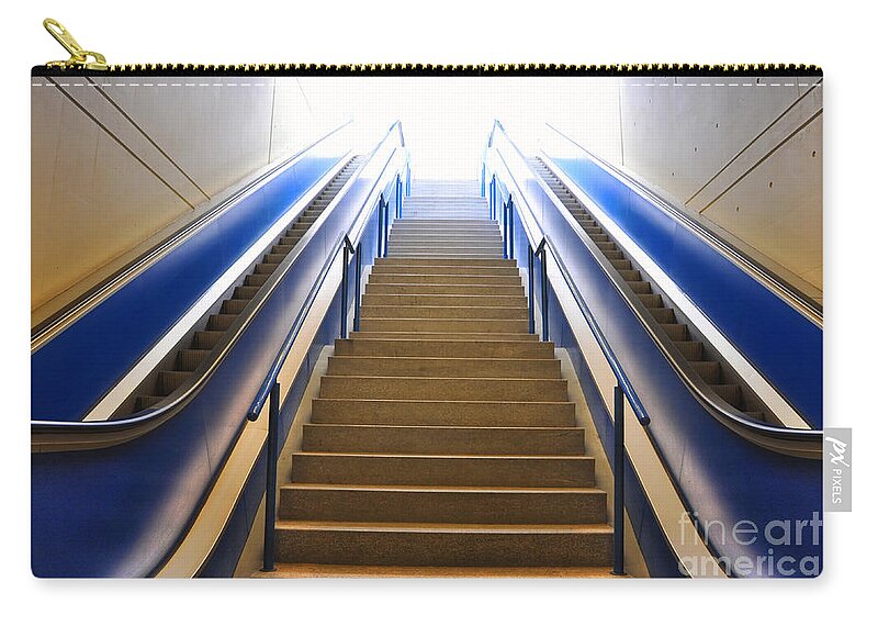 Escalators Zip Pouch featuring the photograph Blue escalators by Mats Silvan