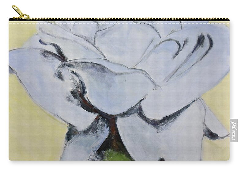 Acrylic Painting Zip Pouch featuring the painting Blue Rose-3-Posthumously presented paintings of Sachi Spohn by Cliff Spohn