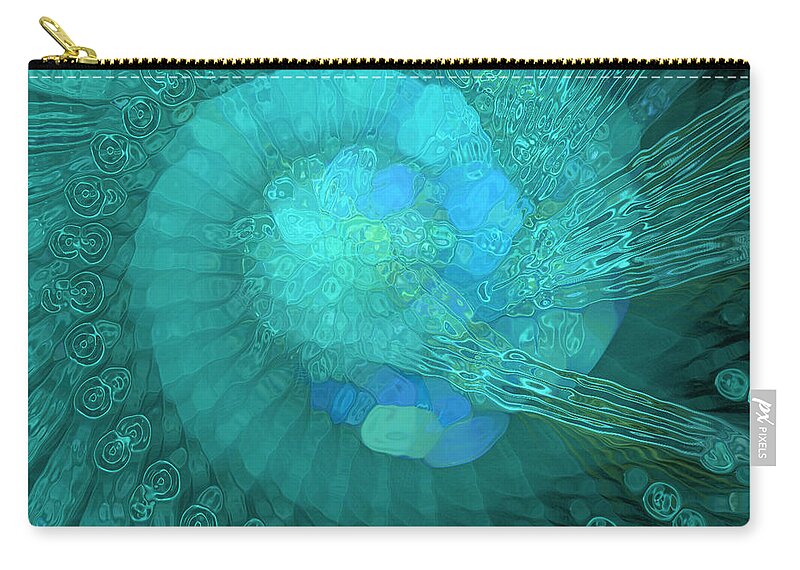 Digital Art Zip Pouch featuring the digital art Blue Spiral by Amanda Moore