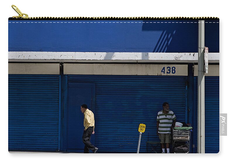 City Street Zip Pouch featuring the photograph Blue Wall at 438 by Lorraine Devon Wilke