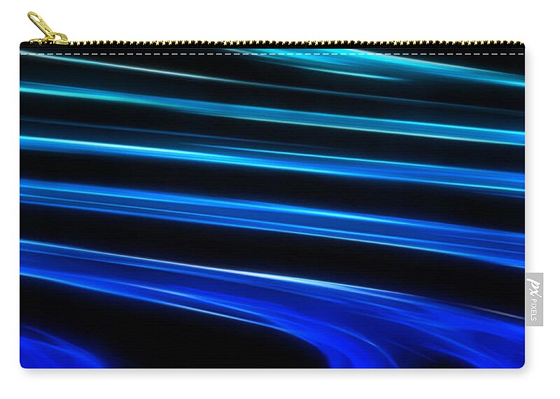 Abstract Zip Pouch featuring the digital art Blue Waves by Ricky Barnard