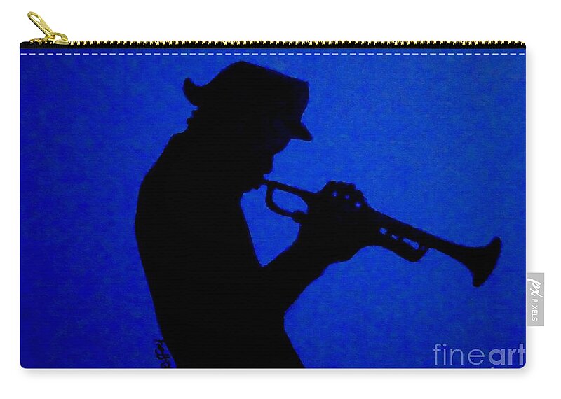 Blues Zip Pouch featuring the drawing Blues Man by Julie Brugh Riffey