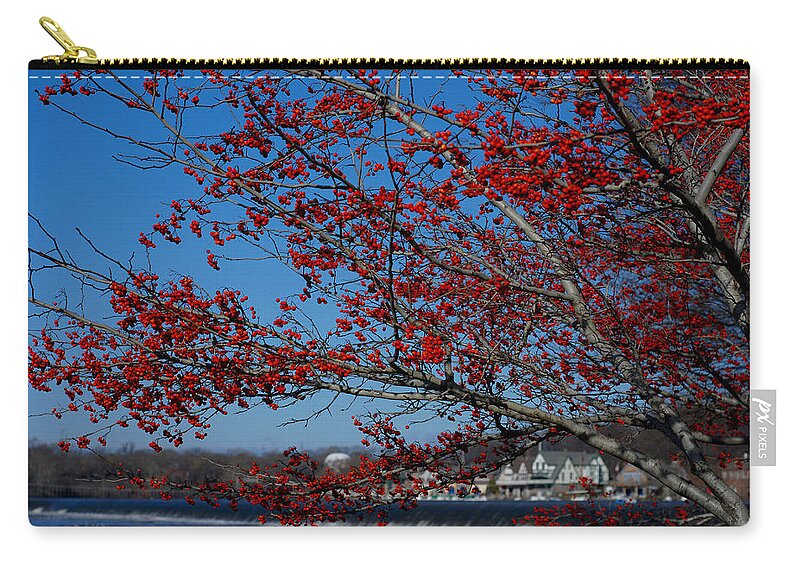 Landscapes Zip Pouch featuring the photograph Boat House Row Peeking Through by Lisa Phillips