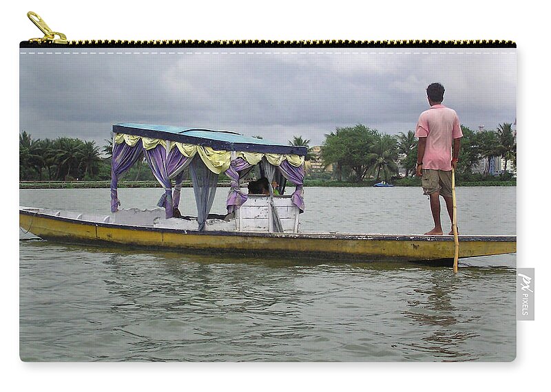 Boatman Zip Pouch featuring the photograph Boatman taking a couple out on a shikhara by Ashish Agarwal