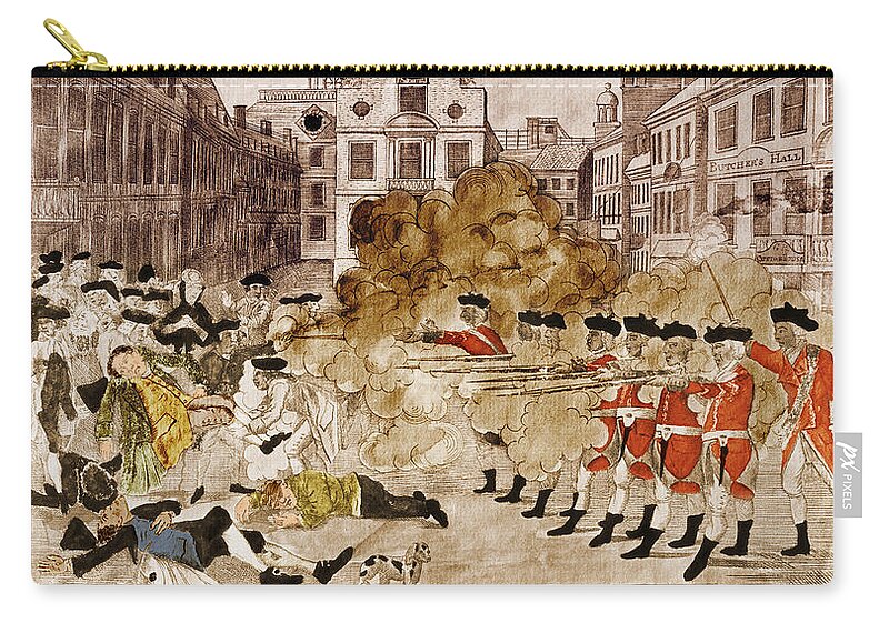 Paul Revere Zip Pouch featuring the photograph Boston Massacre 1770 by Omikron