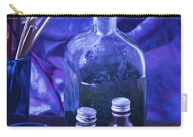 Perfume Zip Pouch featuring the photograph Bottles of perfume essence by Ilan Amihai