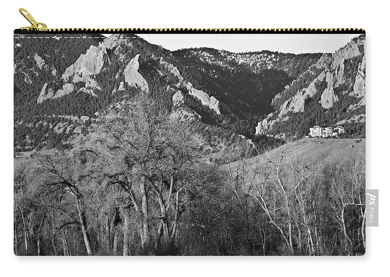 Flairons Zip Pouch featuring the photograph Boulder Colorado Front Range NCAR View by James BO Insogna