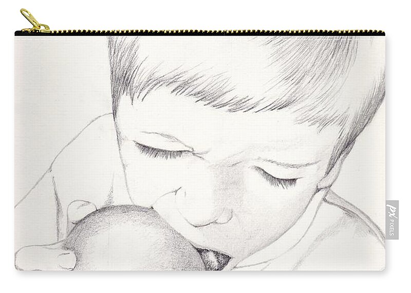 Apple Zip Pouch featuring the photograph Boy with Apple by Kelly Hazel