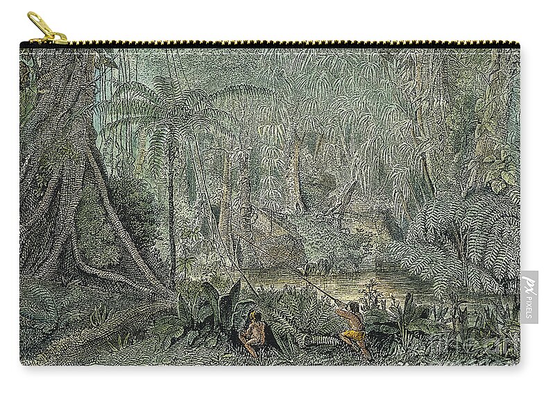 1863 Zip Pouch featuring the photograph Brazil: Amazon Jungle by Granger
