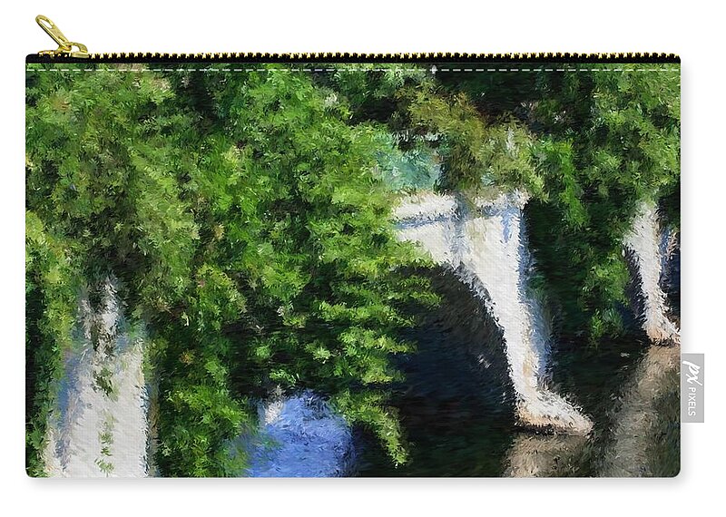 Bridge Zip Pouch featuring the painting Bridge Of Flowers Impressionist by Smilin Eyes Treasures